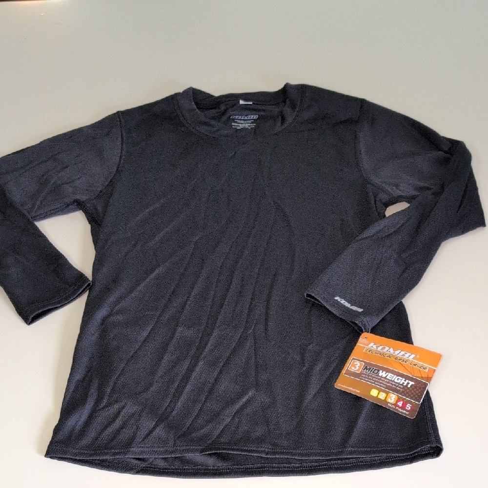 Youth Medium 10/12 Black Long Sleeve Midweight Base Layer Top